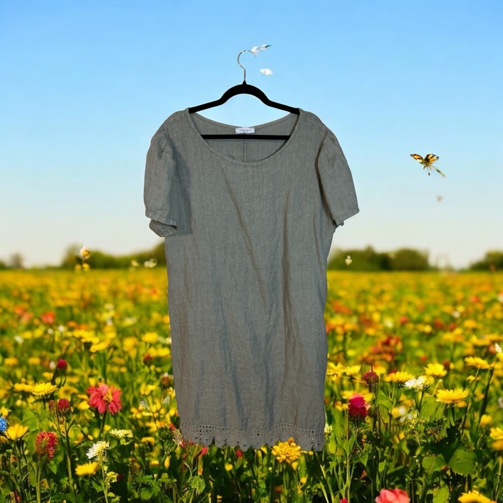 Green Ribbed Short Sleeve T-Shirt Dress